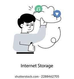 Eine anpassbare flache Illustration der Internetspeicherung 