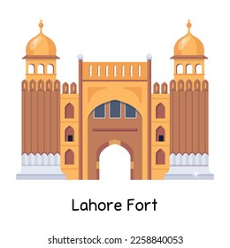 Una ilustración plana personalizable de lahore fort 