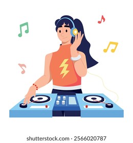 A customizable flat illustration of music dj 