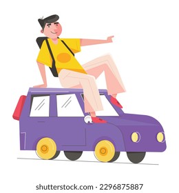 A customizable flat illustration of road trip 