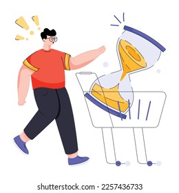 Una ilustración plana personalizable del tiempo de compra 