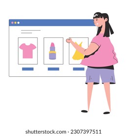 Customizable flat illustration of shopping website 