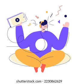 A customizable flat illustration of singer 