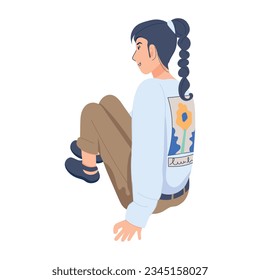Customizable flat illustration of sitting lady 