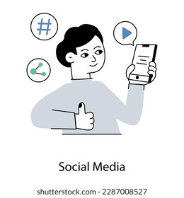 Customizable flat illustration of social media 