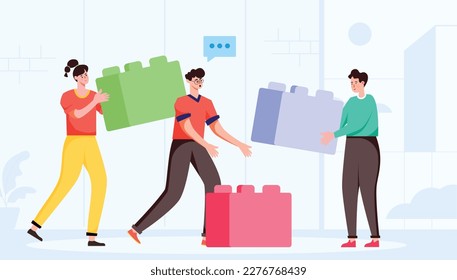 A customizable flat illustration of team building 