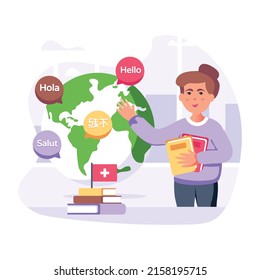 A customizable flat illustration of world translator 

