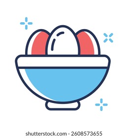 A customizable flat outline icon of egg bowl