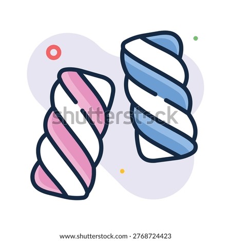 A customizable flat outline icon of marshmallow sweet