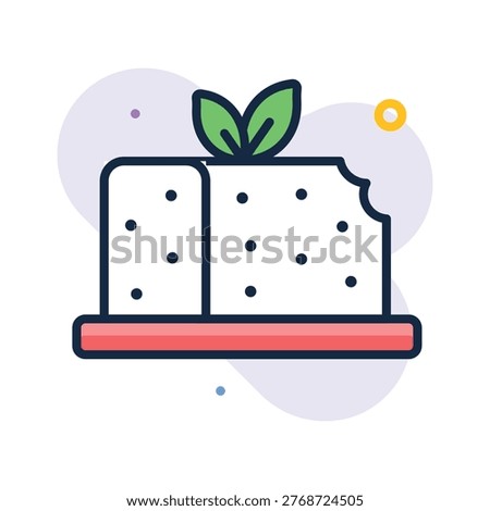 A customizable flat outline icon of tofu vegan food