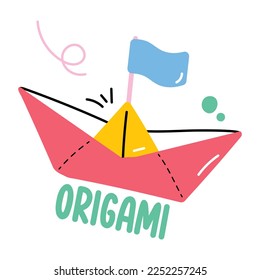 A customizable flat sticker of boat origami