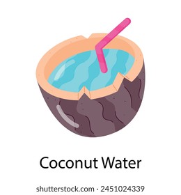 Customizable flat sticker depicting coconut water