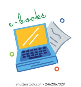 A customizable flat sticker of e books