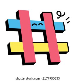 A customizable flat sticker of hash symbol 