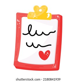 Una pegatina plana personalizable de nota de amor 