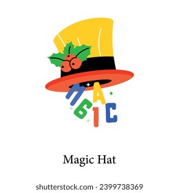 Customizable flat sticker of magic hat 