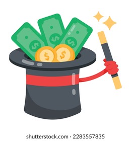 A customizable flat sticker of magic money