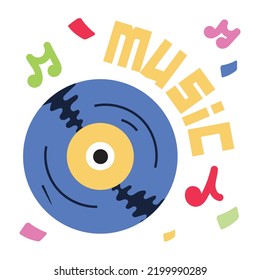 A customizable flat sticker of music cd 