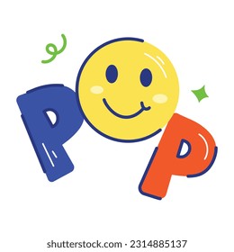 Etiqueta plana personalizable de emoji pop  