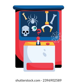 Customizable flat style icon of claw machine 