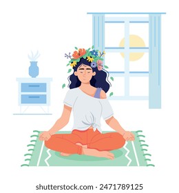 Customizable flat style illustration of meditation 
