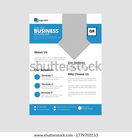 A customizable flyer template for a digital marketing agency with sections for about us, services, and contact information.