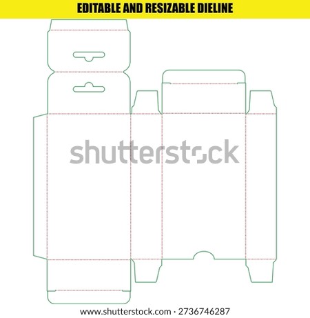 Customizable folding box die line with integrated handle, perfect for product packaging designs.