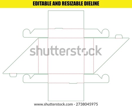 Customizable folding box die line with integrated handle, perfect for product packaging designs.