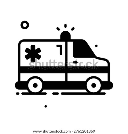 A customizable glyph icon of ambulance emergency transport service