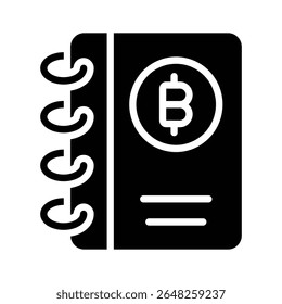 Um ícone de glifo personalizável do livro- razão do bitcoin