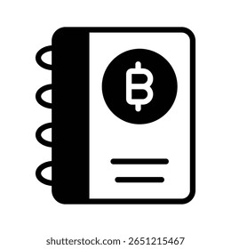 Um ícone de glifo personalizável do livro- razão do bitcoin