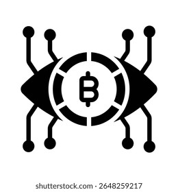 A customizable glyph icon of bitcoin vision