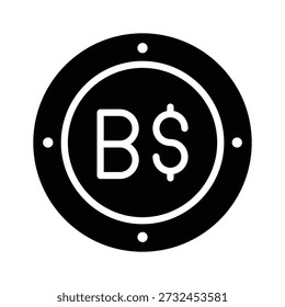 A customizable glyph icon of brunei dollar is scalable