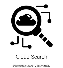 Customizable glyph icon depicting cloud search 