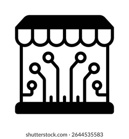 A customizable glyph icon of digital smart shop