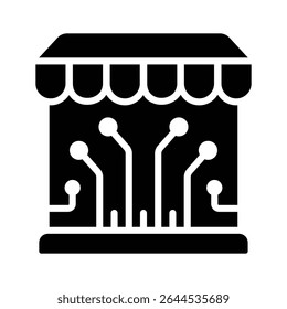 A customizable glyph icon of digital smart shop