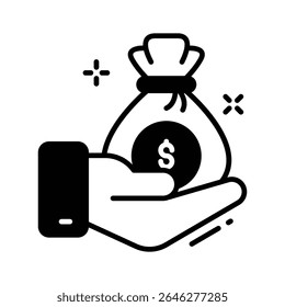 A customizable glyph icon of money investment offer