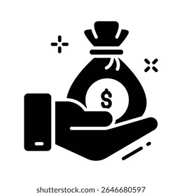A customizable glyph icon of money investment offer