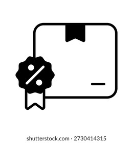 Customizable glyph icon representing discount package shipping offer.
