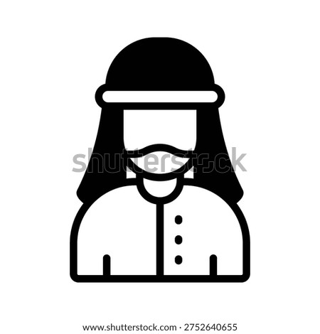 A customizable glyph icon representing muslim man character