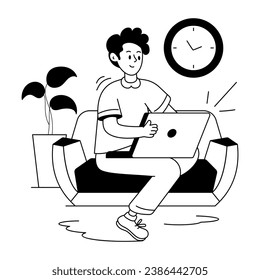 Customizable glyph illustration of freelancer 