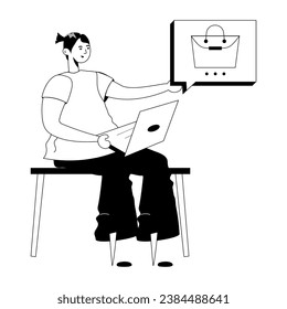 Customizable glyph illustration of online purchase 