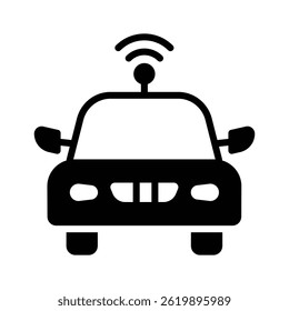 A customizable glyph style icon depicting smart car with signals