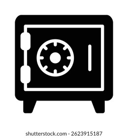 Un icono de estilo de glifo personalizable que representa la bóveda del banco