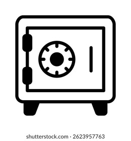 A customizable glyph style icon depicting bank vault