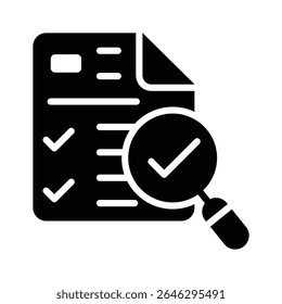 A customizable glyph style icon depicting verification audit