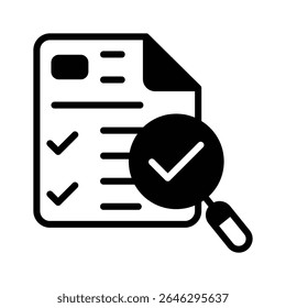 A customizable glyph style icon depicting verification audit