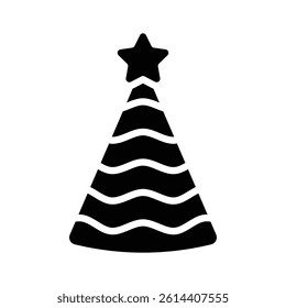 A customizable glyph style icon of party hat with a star on it