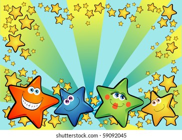 Customizable graphic background with pleasant smiling star, vector