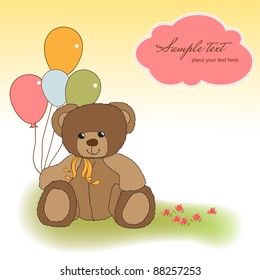 customizable greeting card with teddy bear